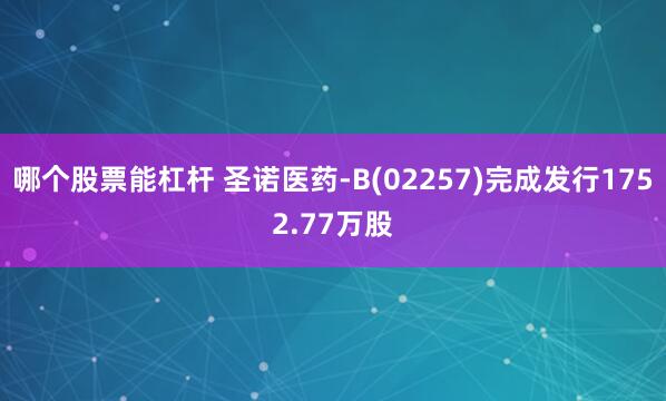 哪个股票能杠杆 圣诺医药-B(02257)完成发行1752.77万股