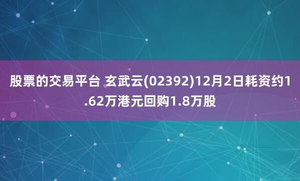 股票的交易平台 玄武云(02392)12月2日耗资约1.62万港元回购1.8万股